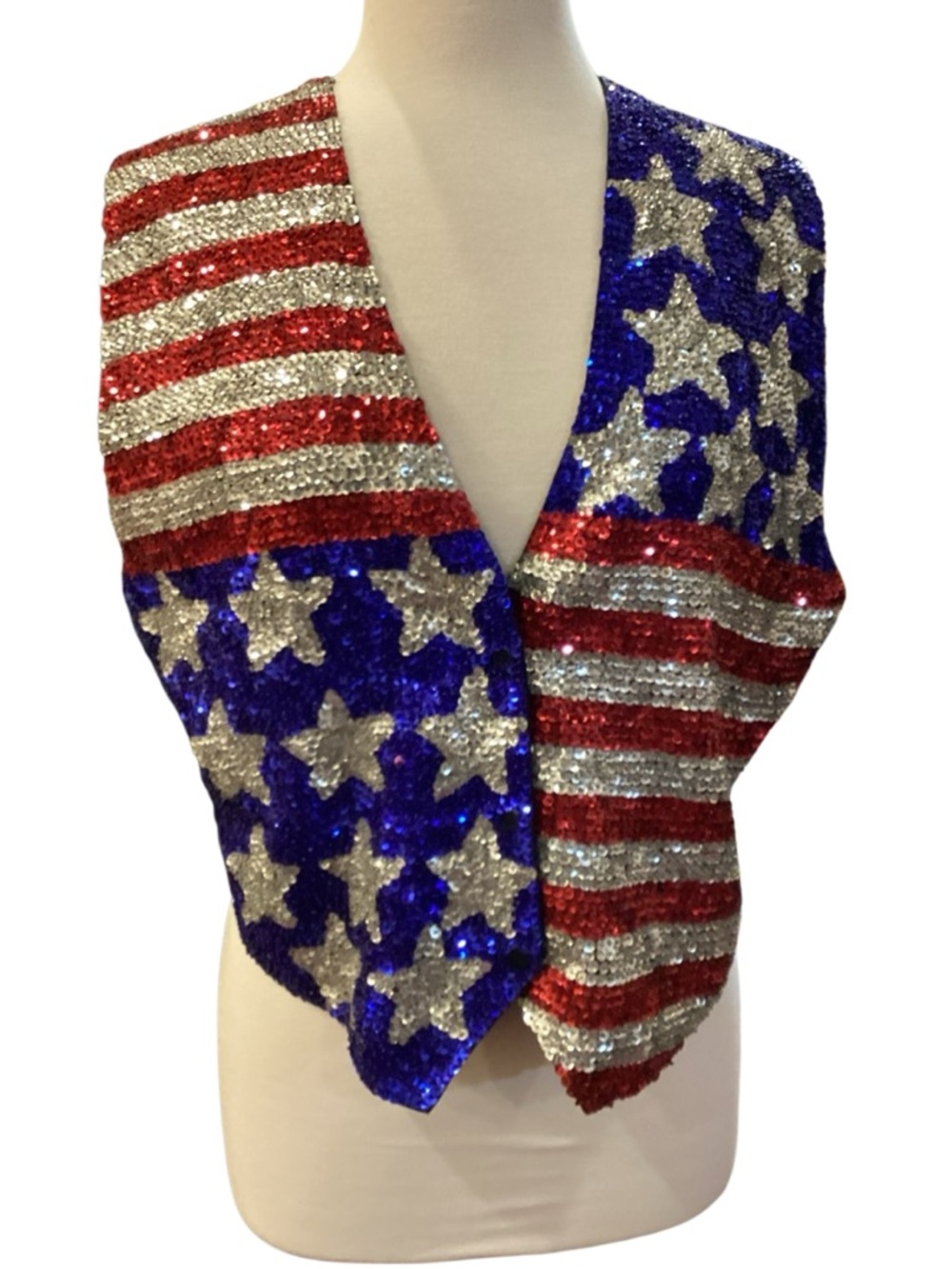 Vintage Accessory Lady sequin American flag vest patriotic size Large - Picture 4 of 11